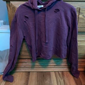 Garage holey crop hoodie